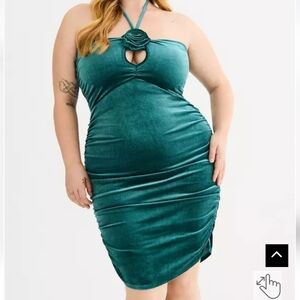NWOT Torrid Retro Chic Rose Neck  Velvet Bodycon Dress